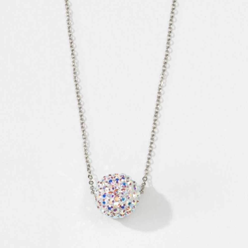 Crystal Aurore Boreale Pave Ball Necklace
